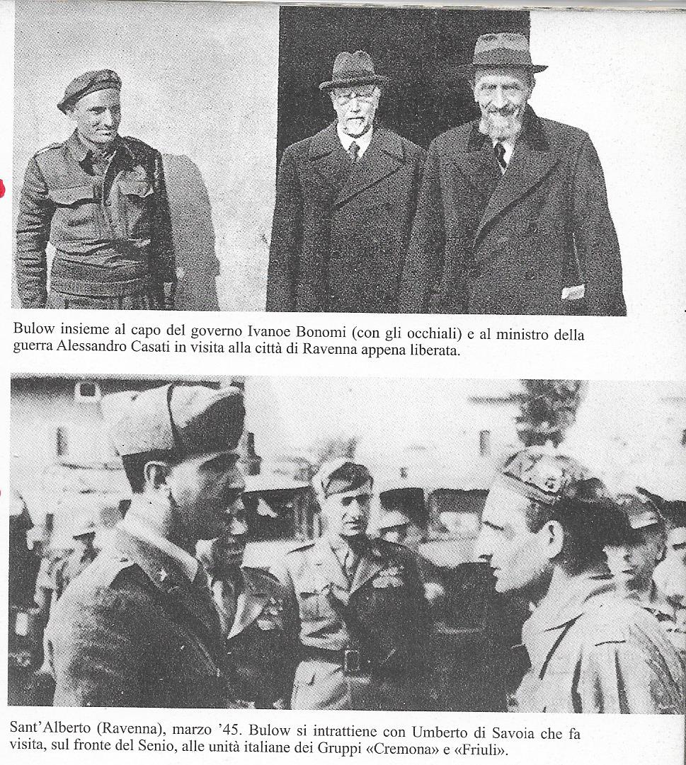 Boldrini con il Luogotenente del regno Umberto di Savoia, il Presiden te del Consiglio Bonomi e il Ministro della Guerra Casati. Gennaio 1945